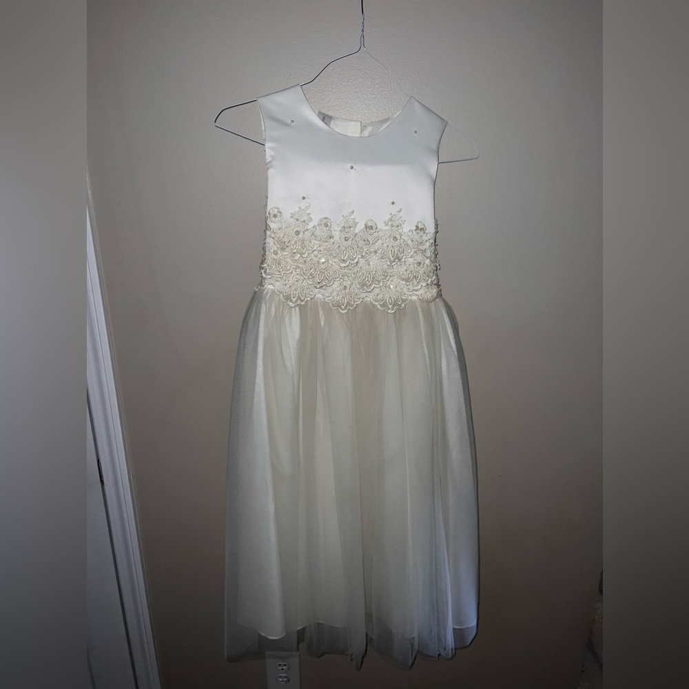 gorgeous lace, satin, and tulle dress for kids size 12